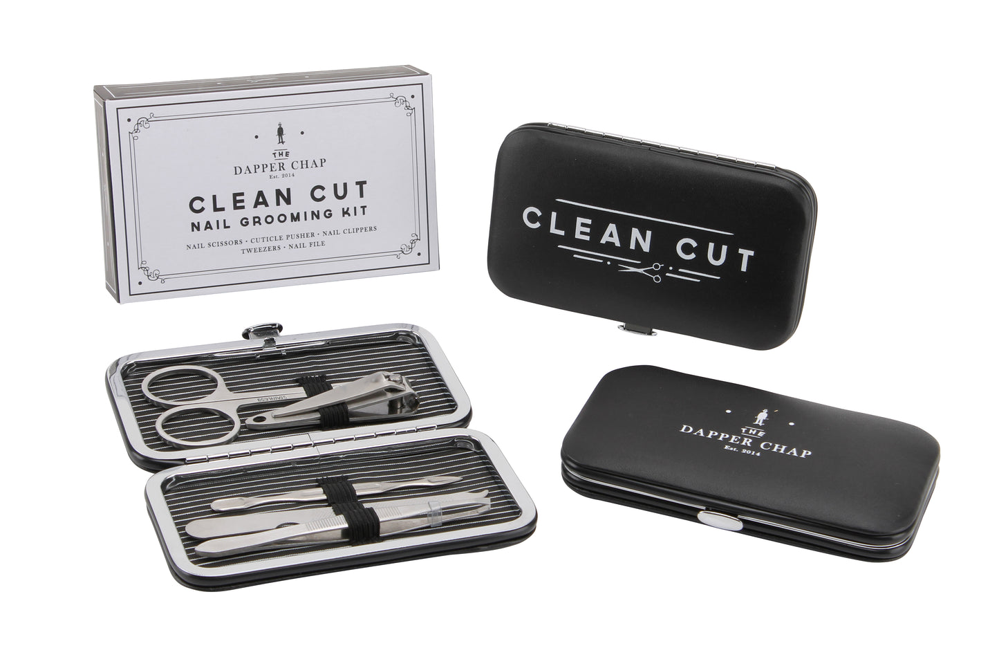 Gents Manicure Set with Stainless Steel Tools and Clean Cut Slogan • Gift Box • Grooming Nail Kit • Health and Beauty • Gift For Him