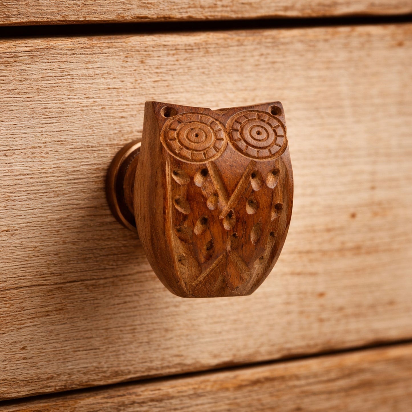 Carved Wood Owl Drawer Pulls | Shabby Chic Set of 2