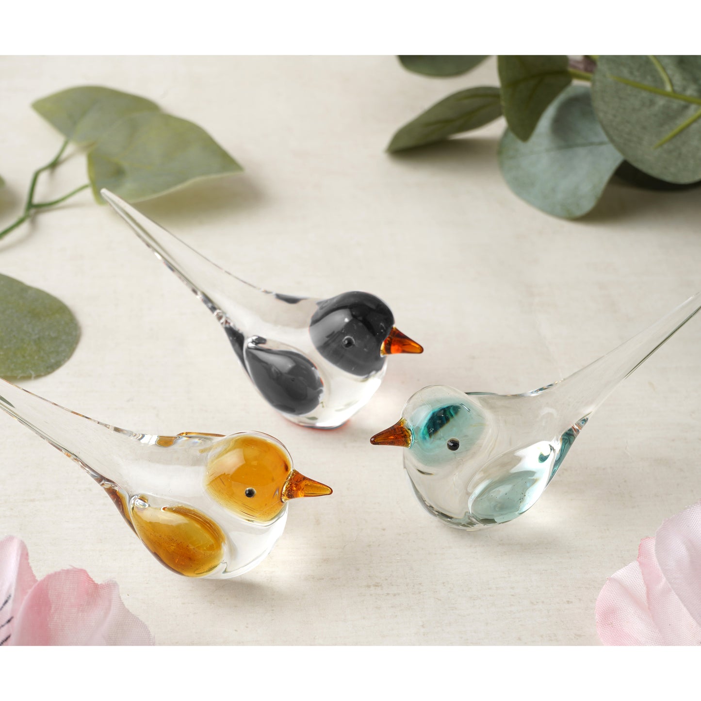 Set Of 3 | Glass Birds β’ Assorted Colours β’ Gift Box β’ Decoration β’ Ornament β’ Collectable β’ Gift For Home