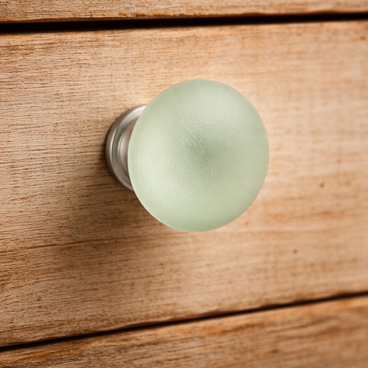 Set of 2 Green Frosted Glass Drawer Knobs | Shabby Chic Decor
