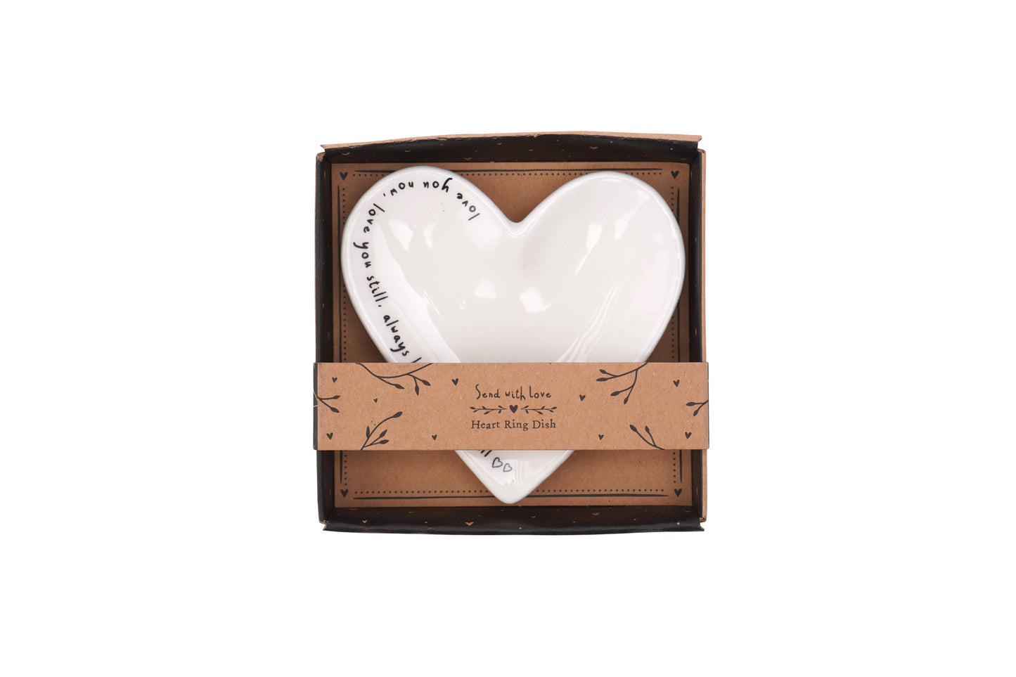 Ceramic Heart Jewellery Dish 'Love you now, Love you still, Always have, Always will 'For your Necklace, Rings, Earrings Trinket Dish