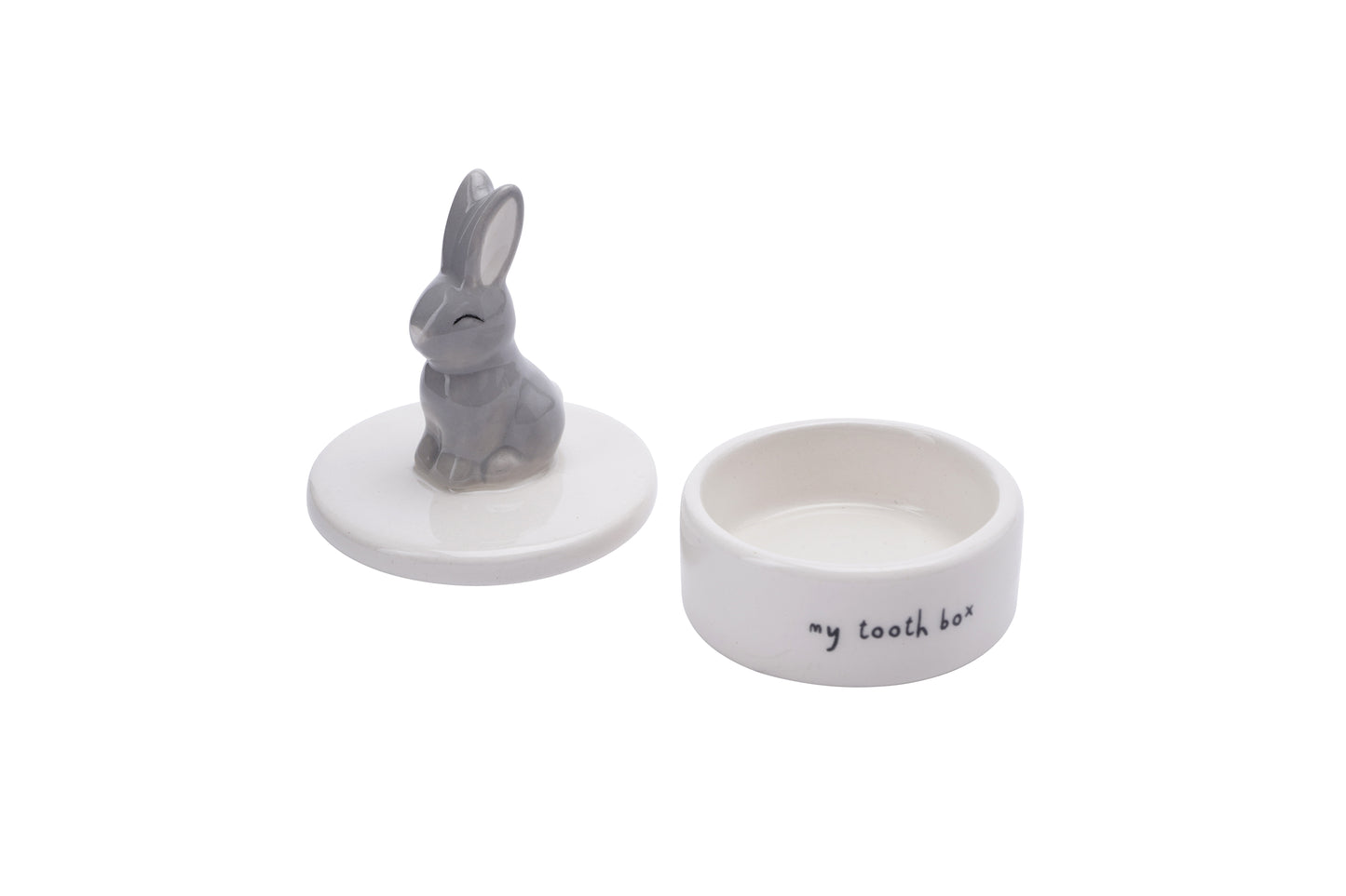 Ceramic Bunny 'My Tooth Box' Keepsake Box, Tooth Fairy Trinket Pot in Gift Box