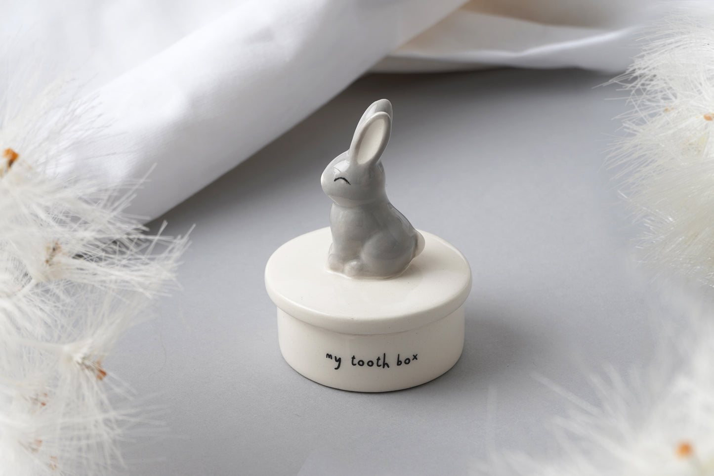 Ceramic Bunny 'My Tooth Box' Keepsake Box, Tooth Fairy Trinket Pot in Gift Box