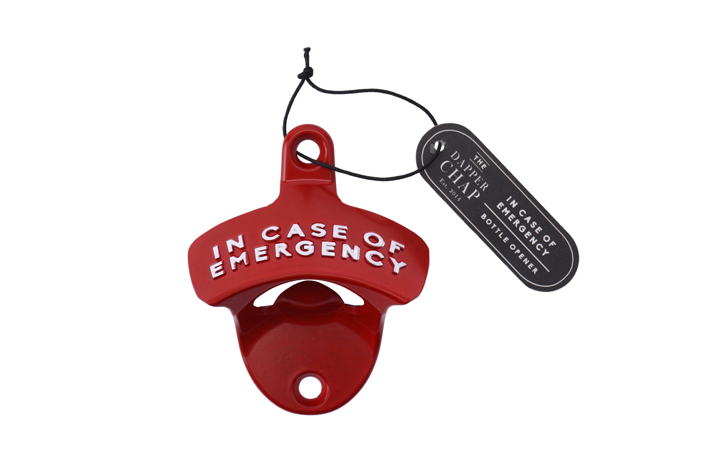 Red 'In Case of Emergency' Bottle Opener - Novelty Wall Mounted Beer Bottle Opener | Kitchen Accessory