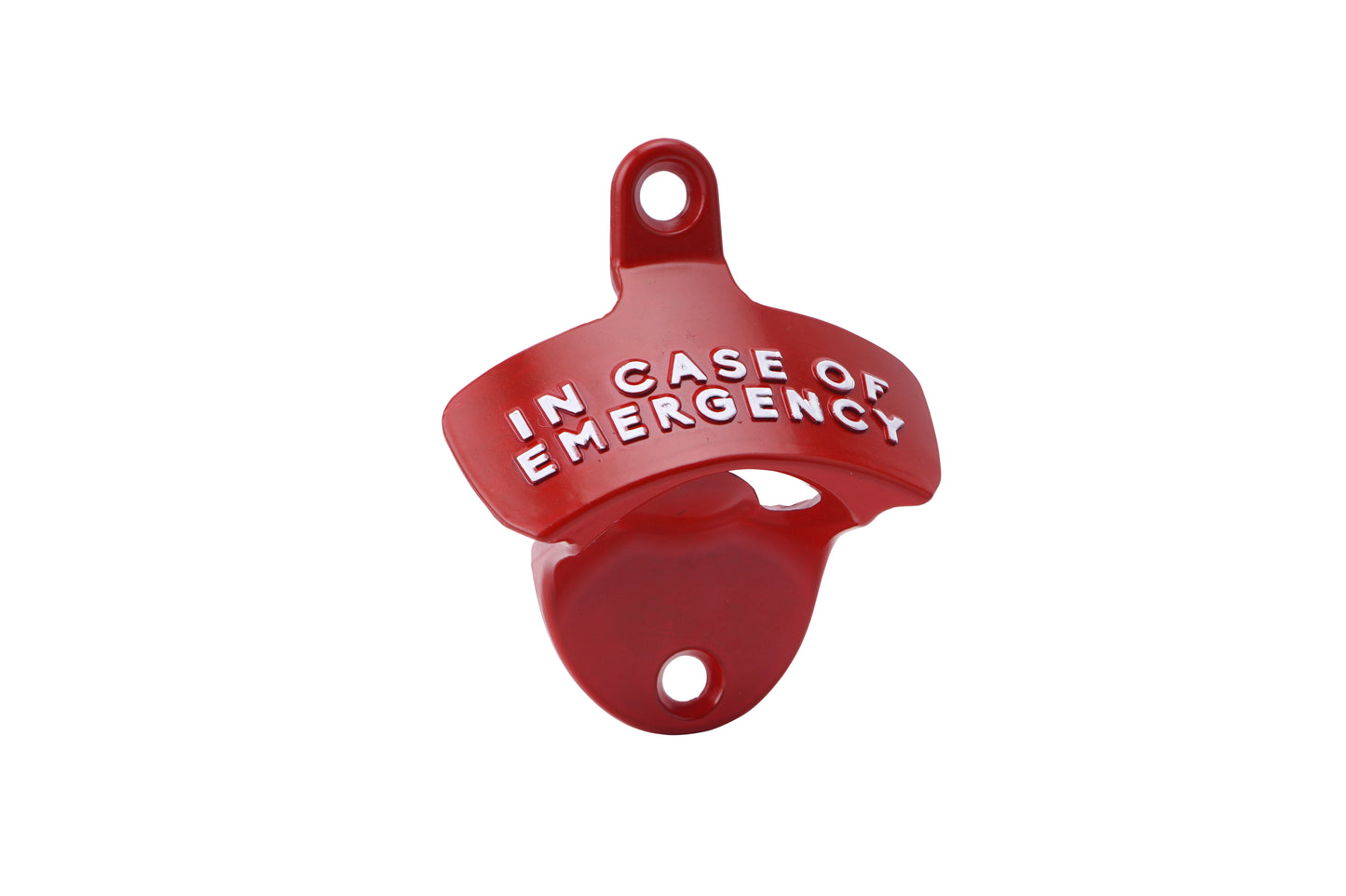 Red 'In Case of Emergency' Bottle Opener - Novelty Wall Mounted Beer Bottle Opener | Kitchen Accessory