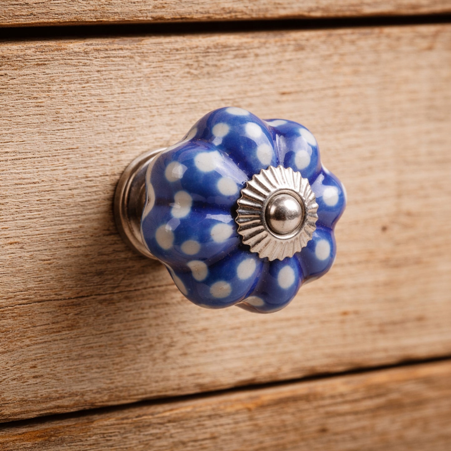 Set of 2 | Blue & White Spot Melon Shape Ceramic Drawer Pulls • DIY Upcycle • Gifts for Home • Cabinet Pull • Drawer Knob • Home Improvement
