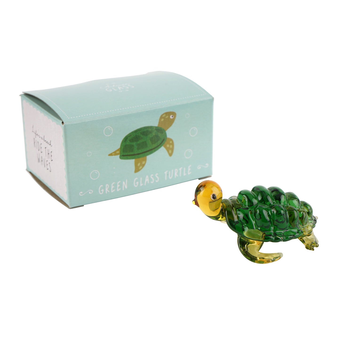 Green Glass Turtle • Gift Box • Decoration • Ornament • Collectable • Gift For Home