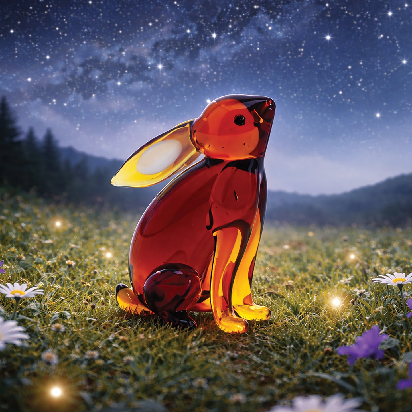 Glass Stargazing Hare Ornament • Collectable Artisan Animal Decoration (Gift Boxed)