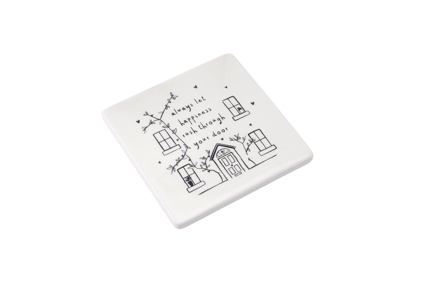 Ceramic 'Always Let Happiness Rush Through Your Door' Send with Love Coaster