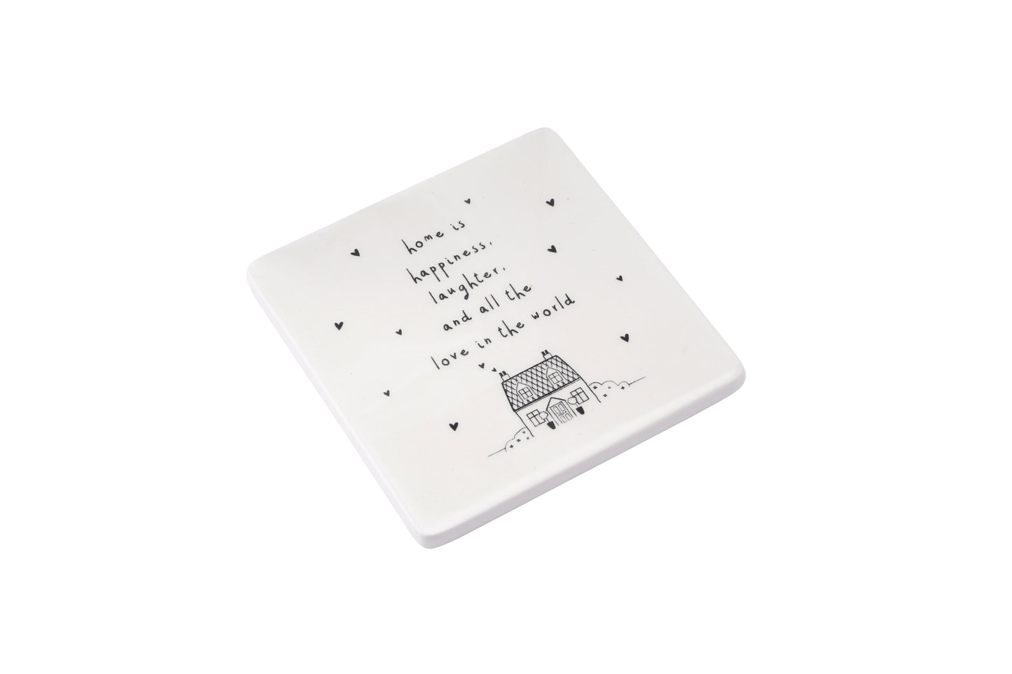 Ceramic 'Home Is Happiness, Laughter, and All The Love In World' Send with Love Coaster β’ Gift For Home