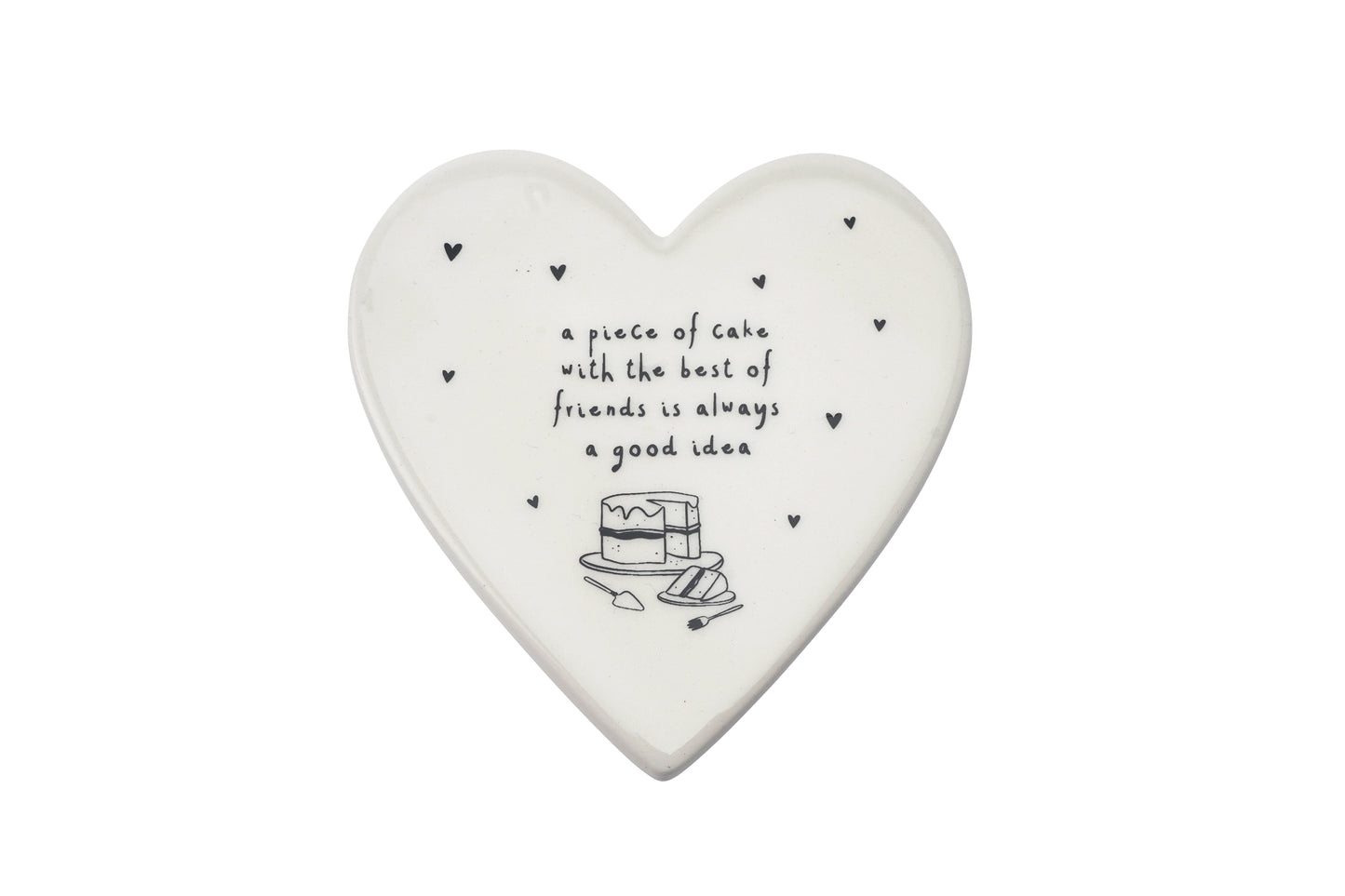 Cake 'A piece of cake with the best of friends...' Ceramic Coaster | White Black | Coffee Table Accessory | Tea Coffee Wine | Gift For Home