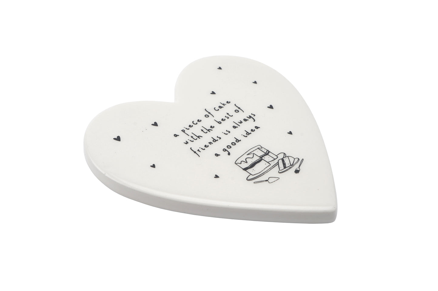 Cake 'A piece of cake with the best of friends...' Ceramic Coaster | White Black | Coffee Table Accessory | Tea Coffee Wine | Gift For Home