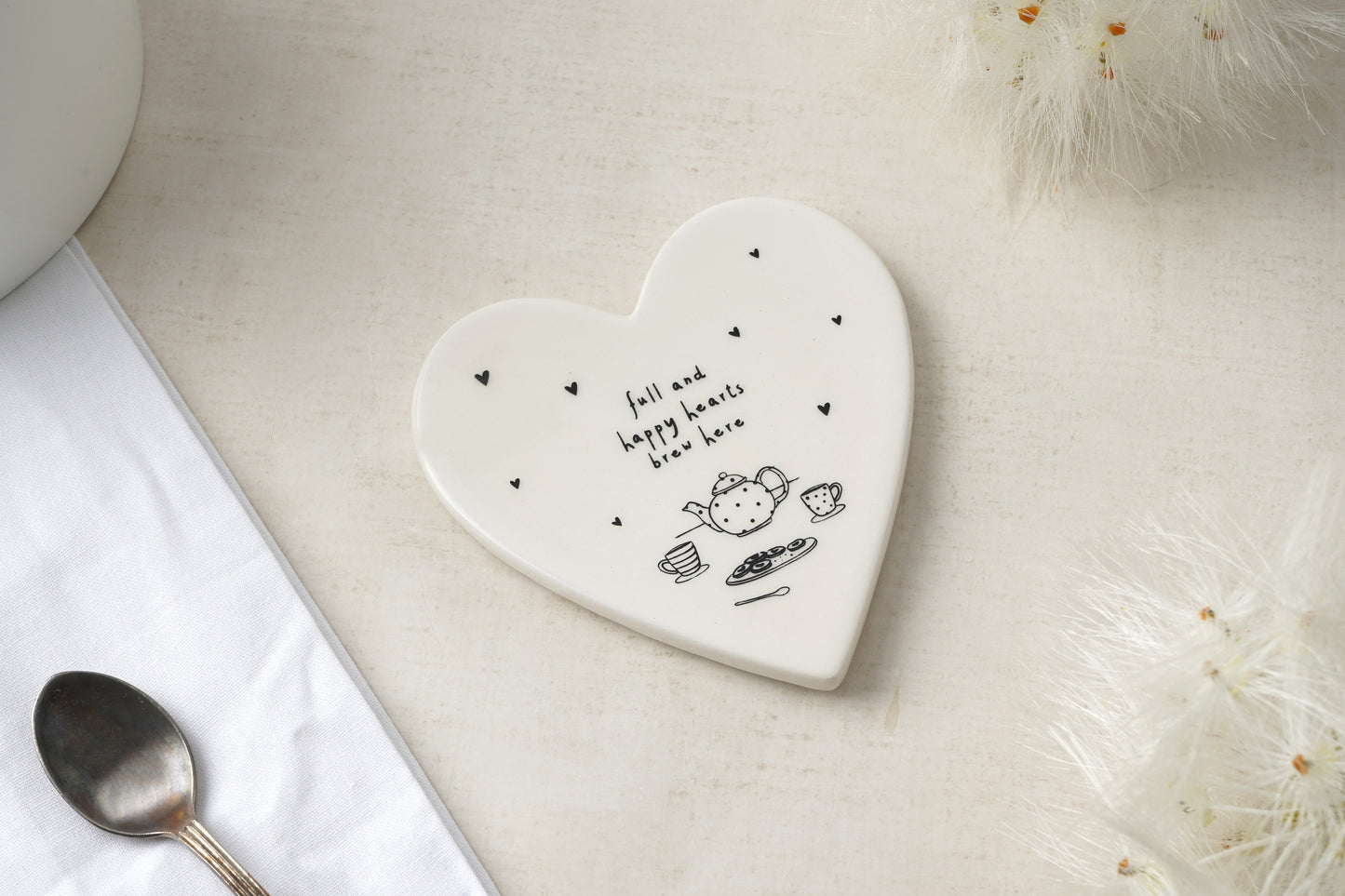 Send With Love 'Hearts Brew Here' Heart Coaster