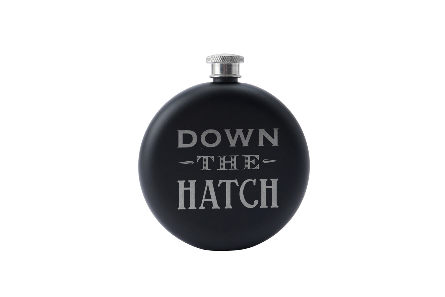 Dapper Chap 'Down The Hatch' Black 6oz Hip Flask