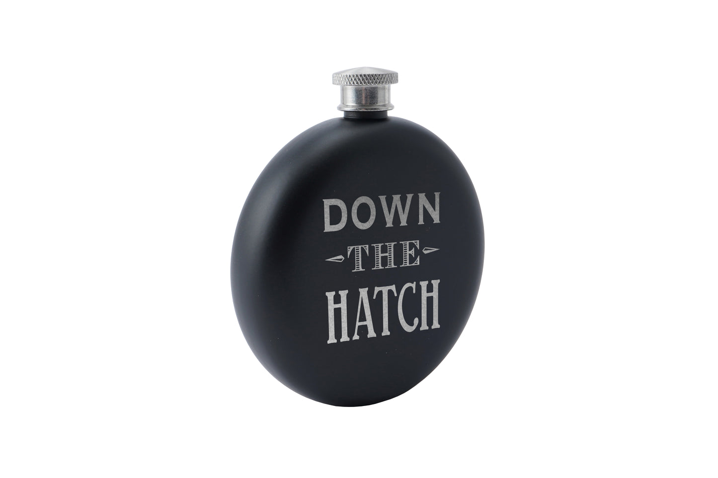 Dapper Chap 'Down The Hatch' Black 6oz Hip Flask