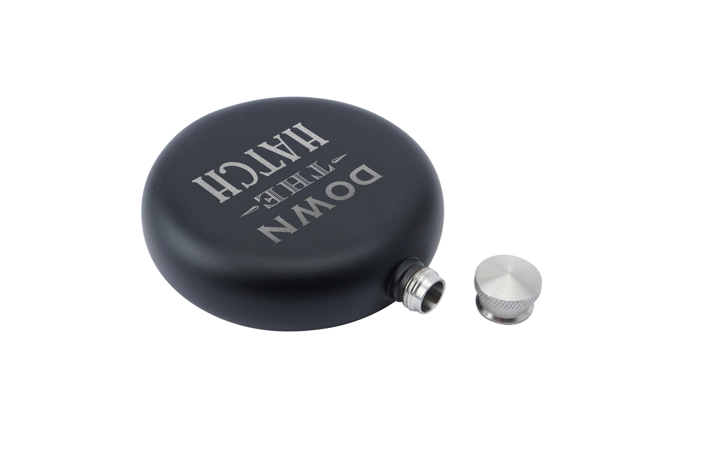 Dapper Chap 'Down The Hatch' Black 6oz Hip Flask
