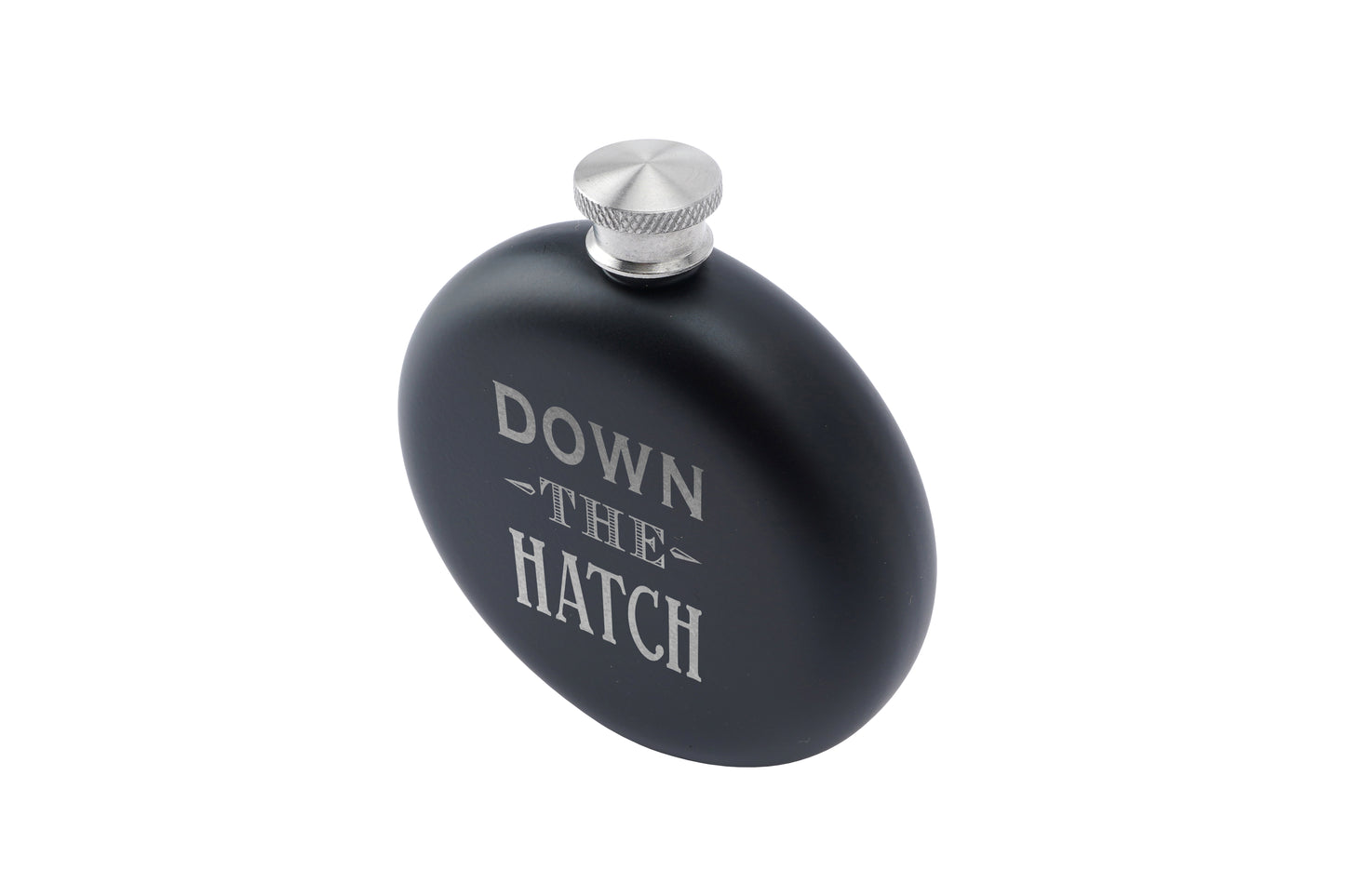 Dapper Chap 'Down The Hatch' Black 6oz Hip Flask