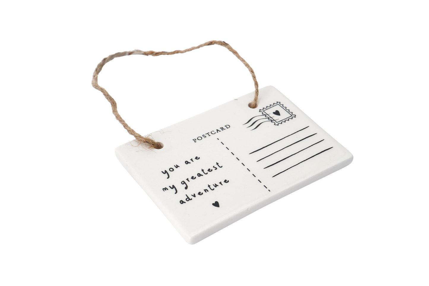 Send With Love 'You Are My Greatest Adventure' Postcard Ceramic Hanger