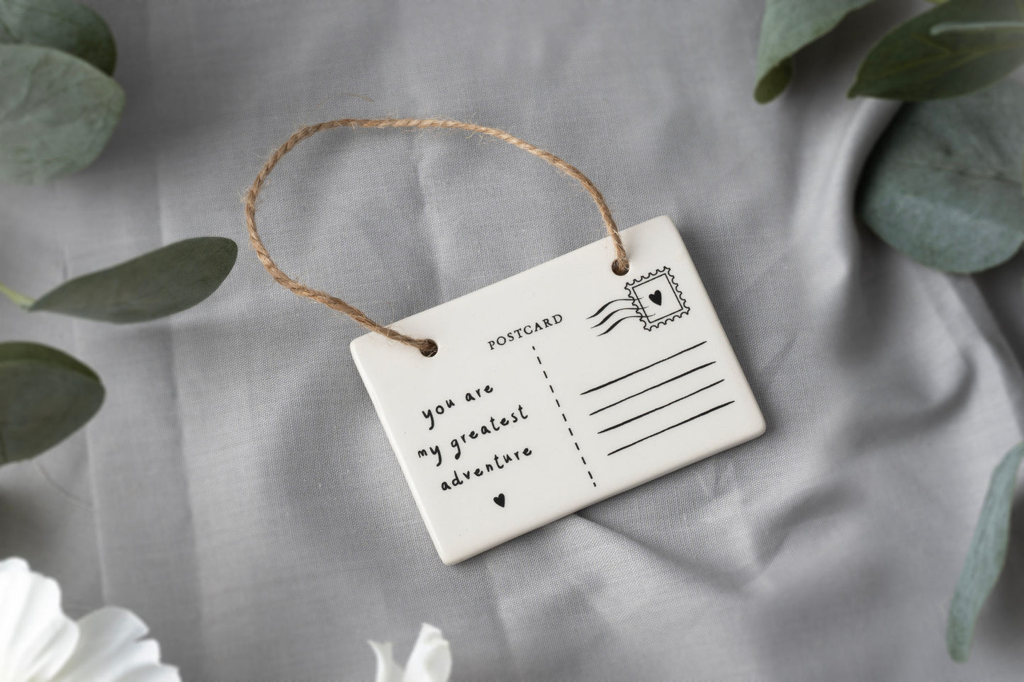 Send With Love 'You Are My Greatest Adventure' Postcard Ceramic Hanger