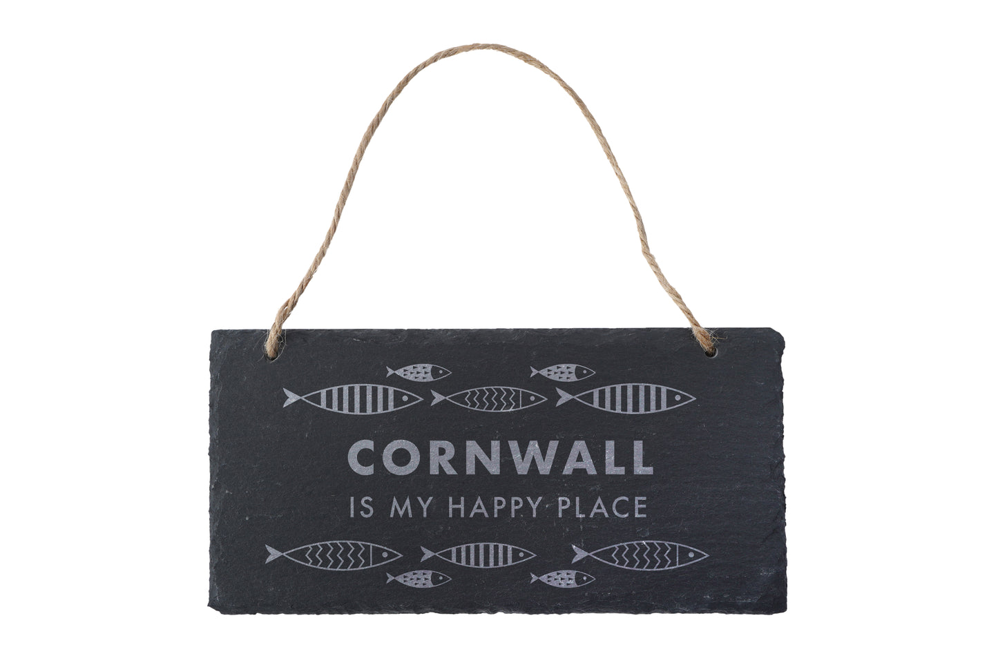 Cornwall Is My Happy Place - Illustrated Fish Slate Sign