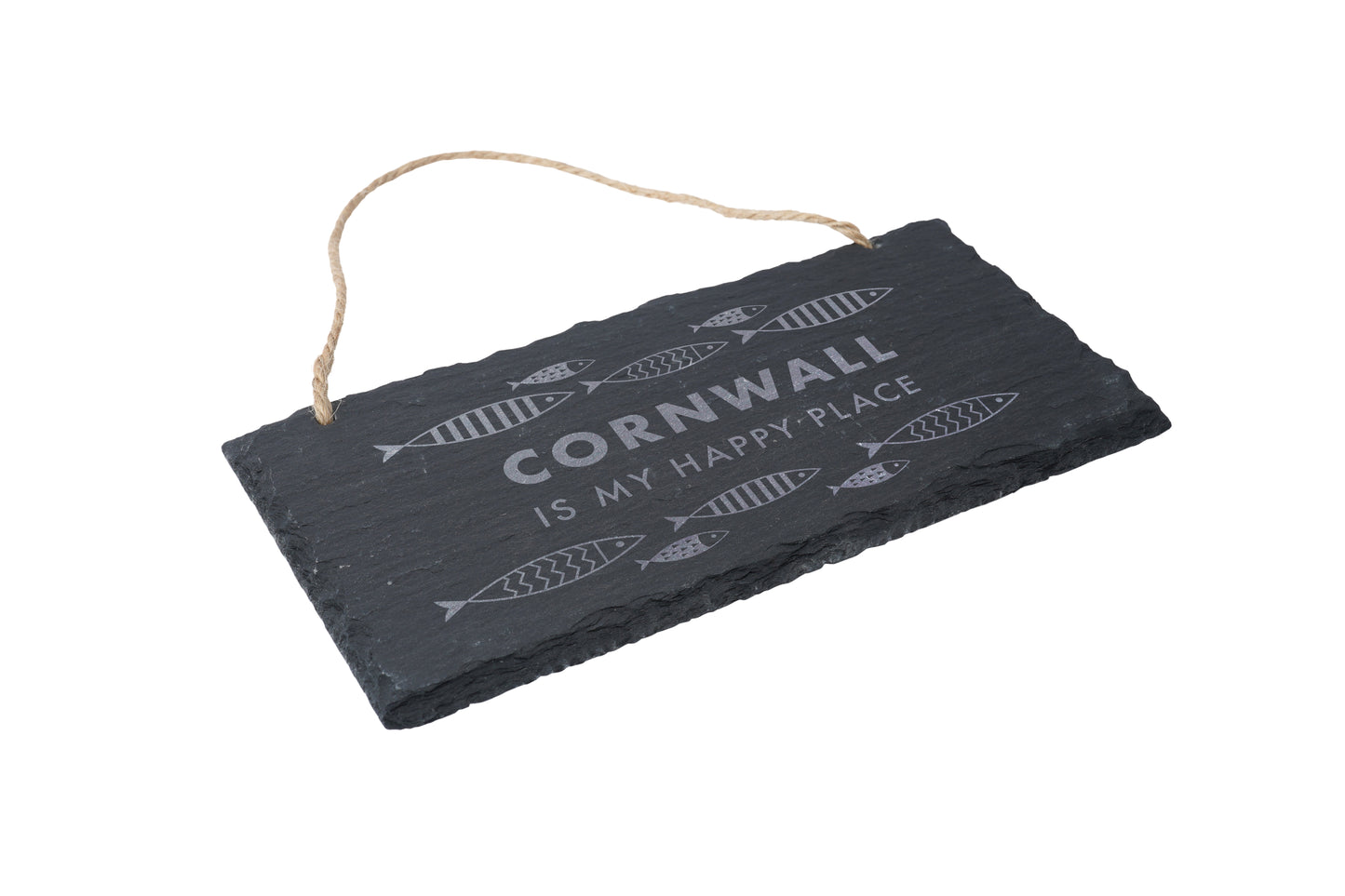 Cornwall Is My Happy Place - Illustrated Fish Slate Sign