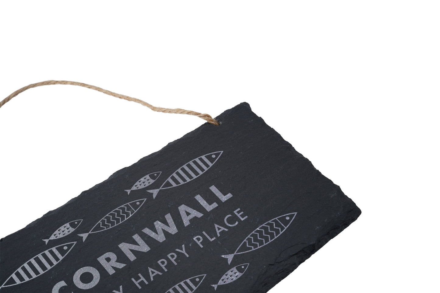 Cornwall Is My Happy Place - Illustrated Fish Slate Sign