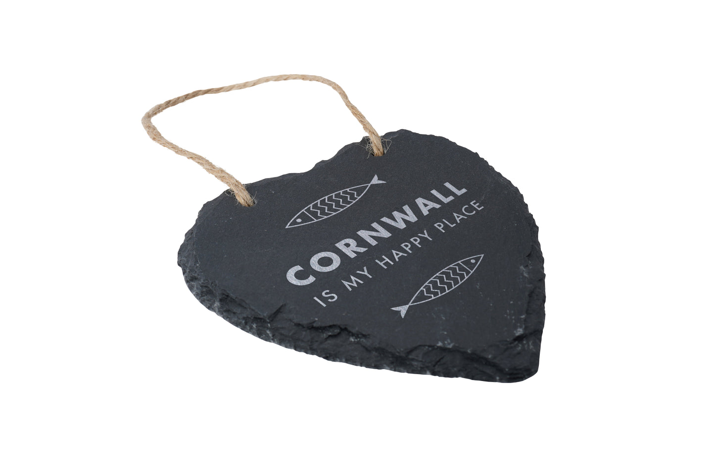'Cornwall Is My Happy Place' Fish Heart Hanger