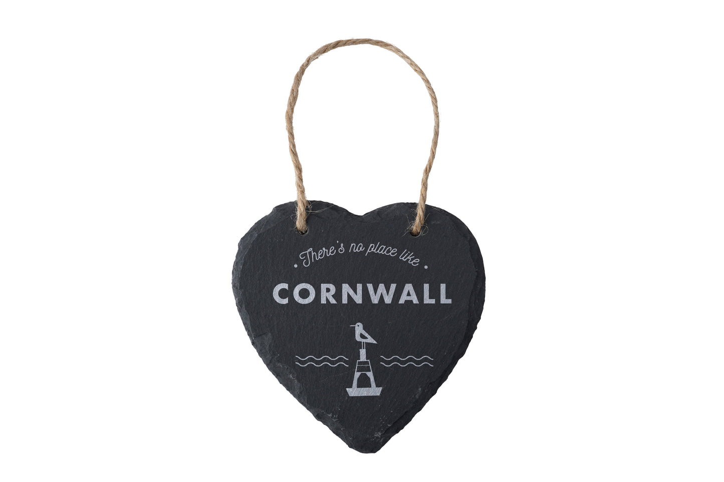 There's No Place Like Cornwall - Cornish Gift - Novelty Slate Hanging Heart Decoration