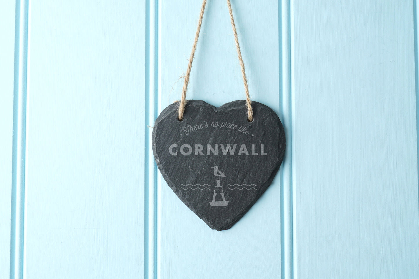 There's No Place Like Cornwall - Cornish Gift - Novelty Slate Hanging Heart Decoration