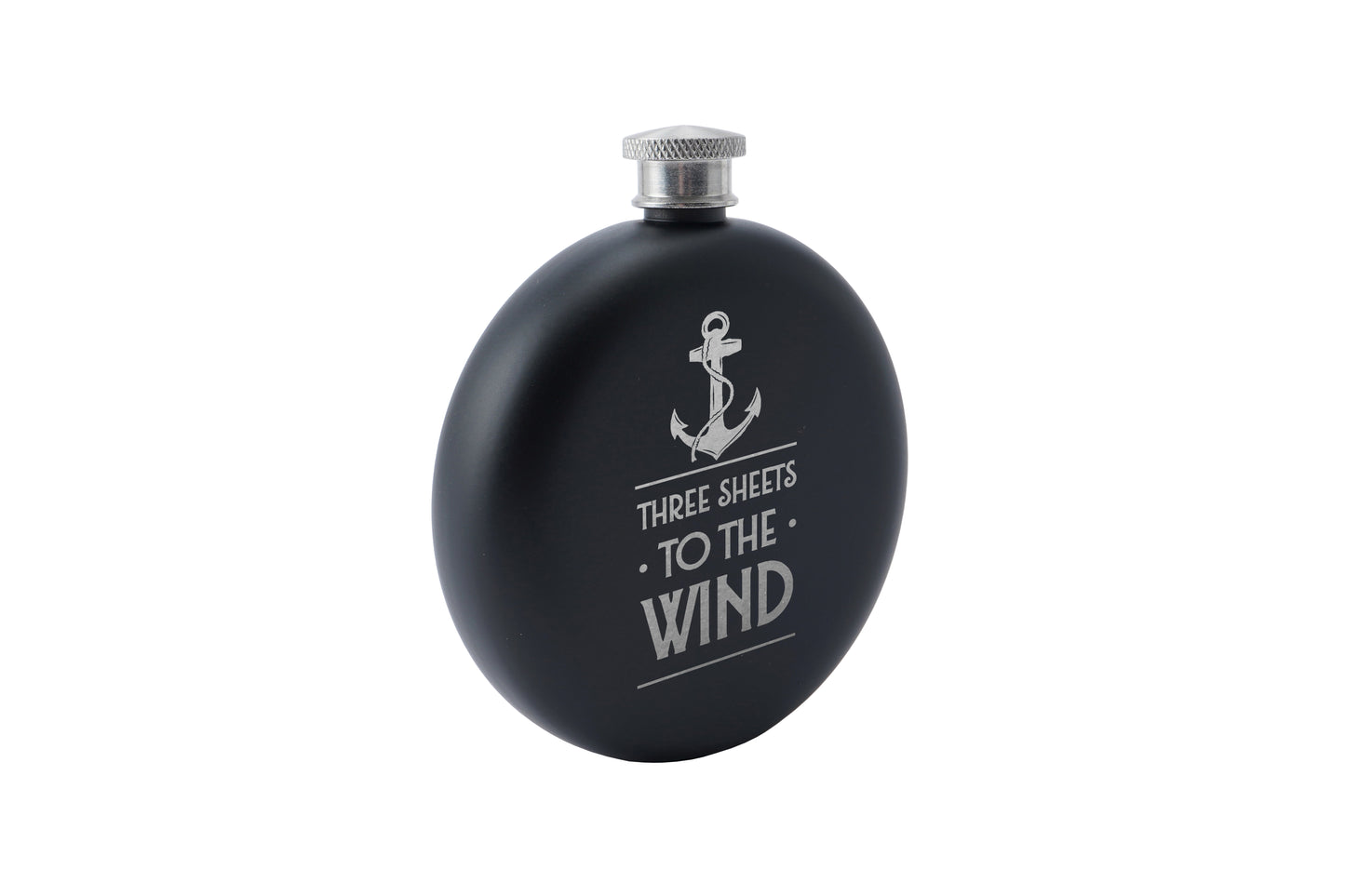 Dapper Chap 'Three Sheets To...' Black Hip Flask