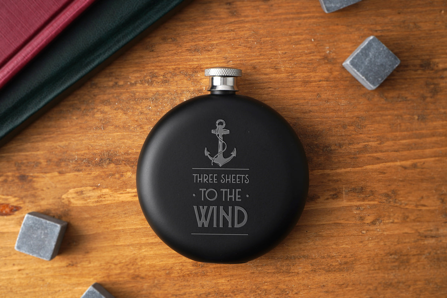 Dapper Chap 'Three Sheets To...' Black Hip Flask