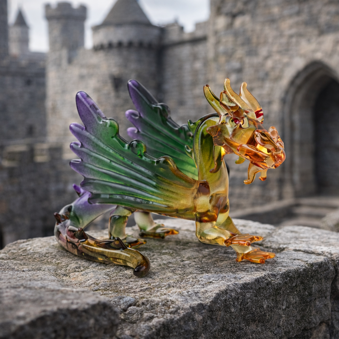 Multicoloured Glass Dragon In Gift Box • Decoration • Ornament • Collectable • Home Decor