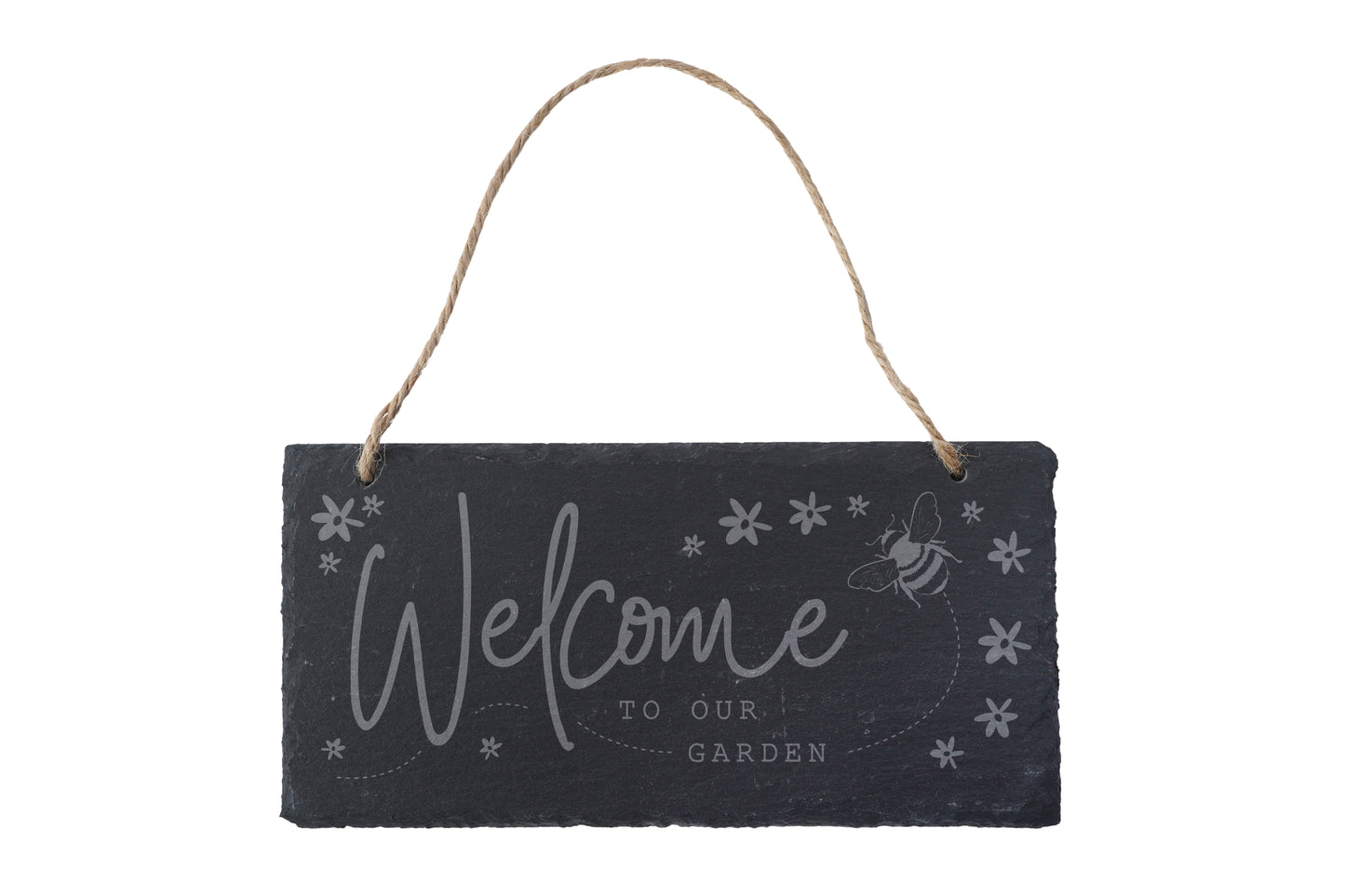The Beekeeper 'Welcome To Our Garden' Hanging Slate Sign