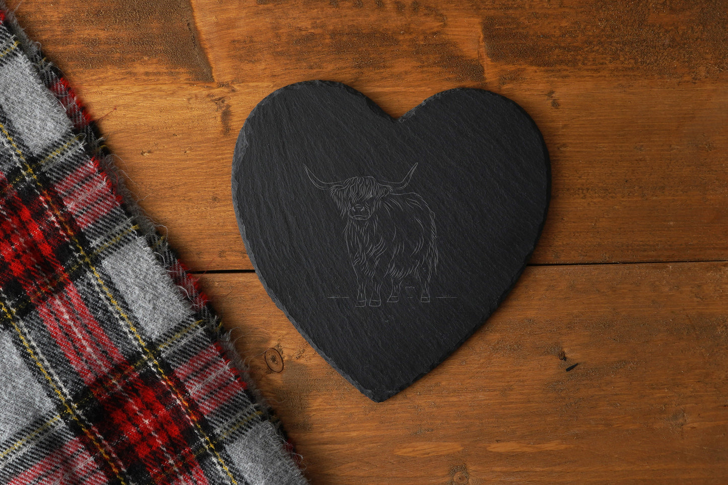 Highland Cow Heart Slate Cheeseboard Gift Boxed
