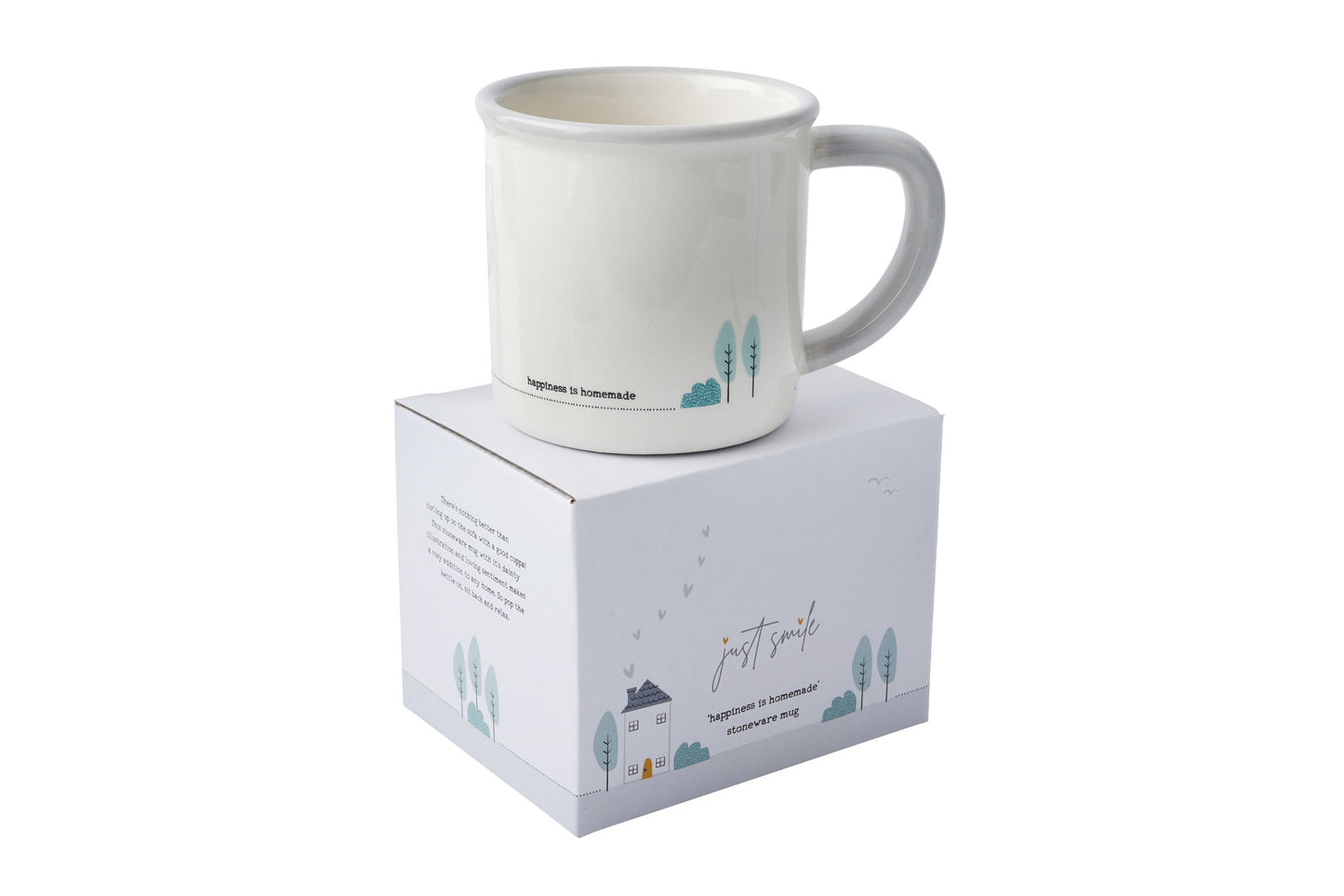 Just Smile 'Happiness Is Homemade' Stoneware Mug | In Gift Box | Artisan Coffee & Tea Cup | Ideal Gift