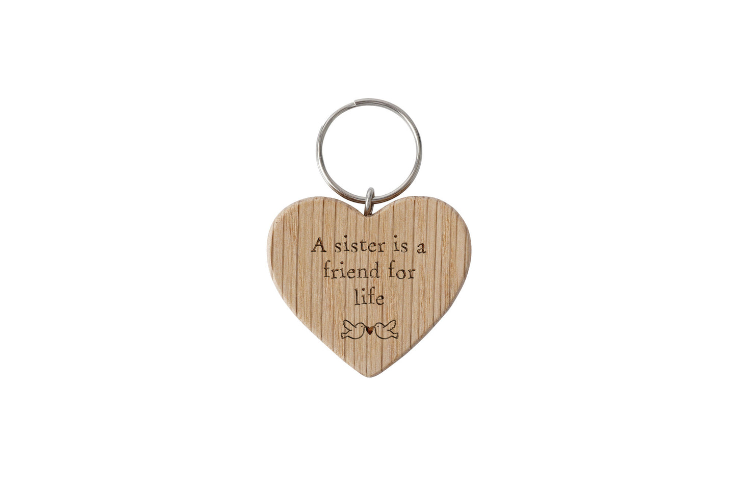 'A Sister Is A Friend For Life' Oak Heart Keyring