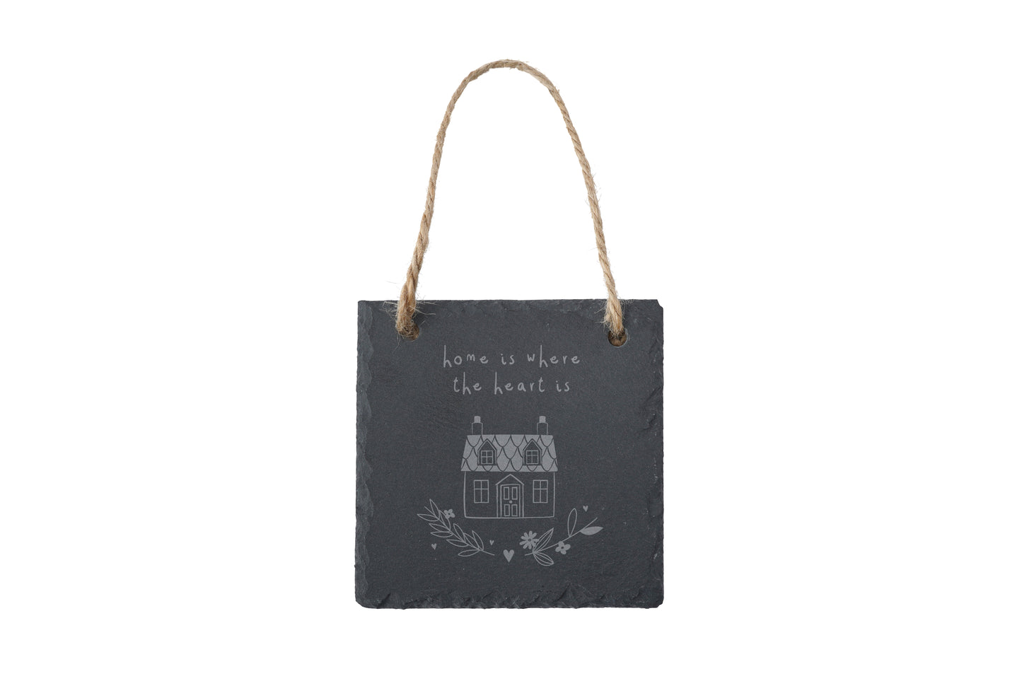 'Home Is Where The Heart Is' Square Slate Hanger