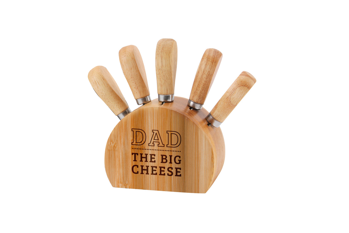 Loft 'Dad The Big Cheese' Wooden Cheese Knife Block