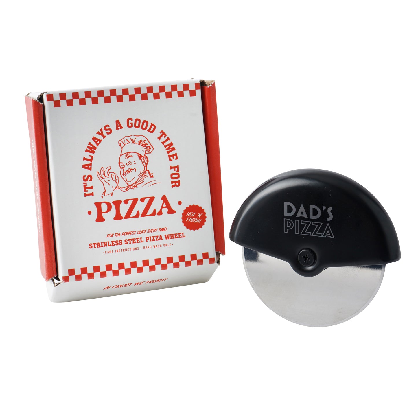 Black Pizza Cutter - 'Dad's Pizza' In Gift Box