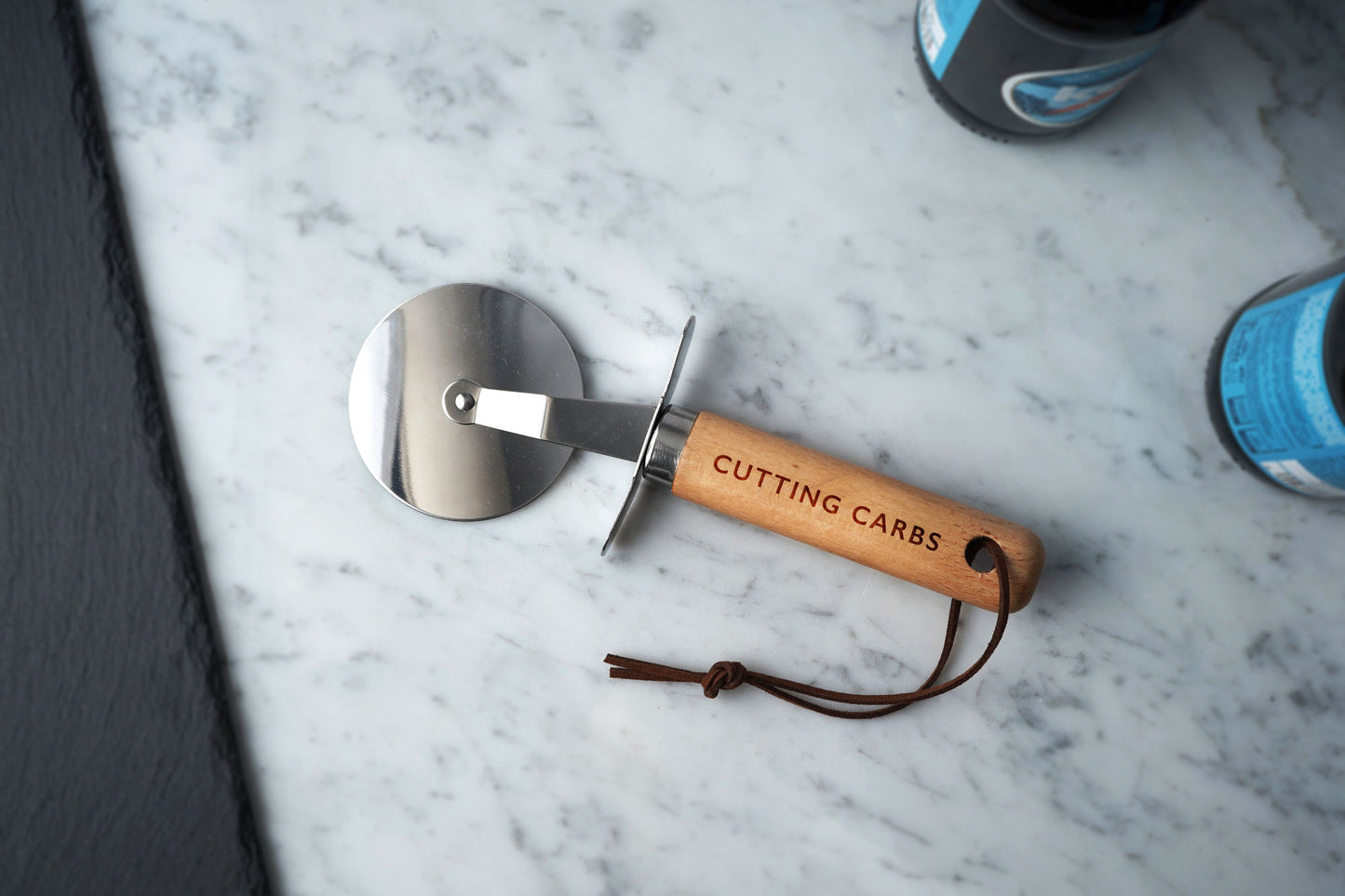 Wooden Handle Pizza Cutter - 'Cutting Carbs' | Gift Boxed | Dinner Party | Pizza Night