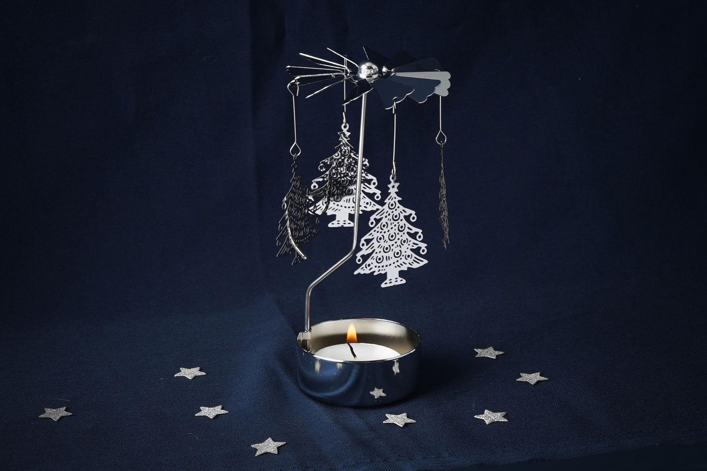 Silver Christmas Tree Tealight Spinner | Festive Decoration | Home Decor | Christmas | Gift Boxed