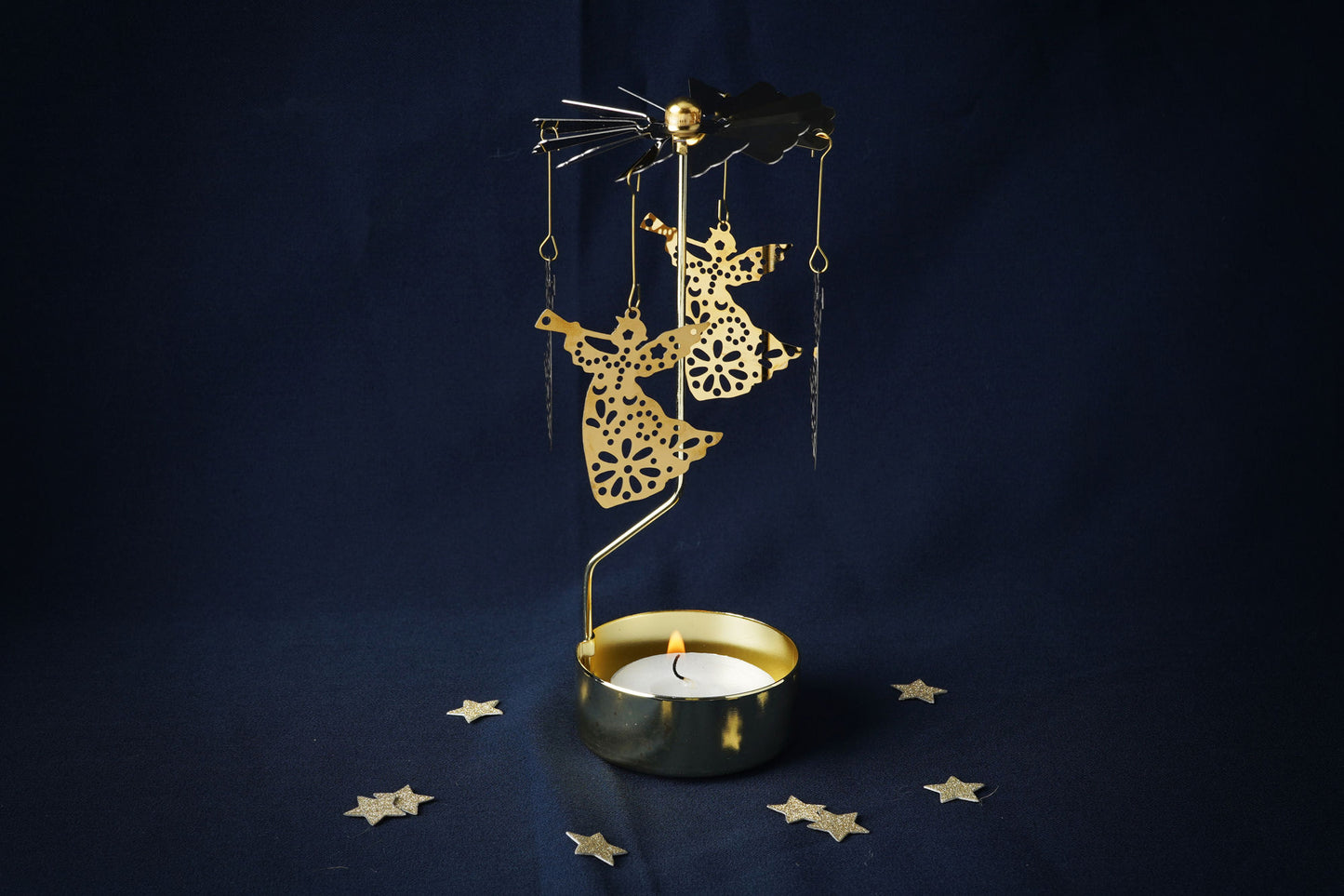 Gold Christmas Angel Tealight Spinner