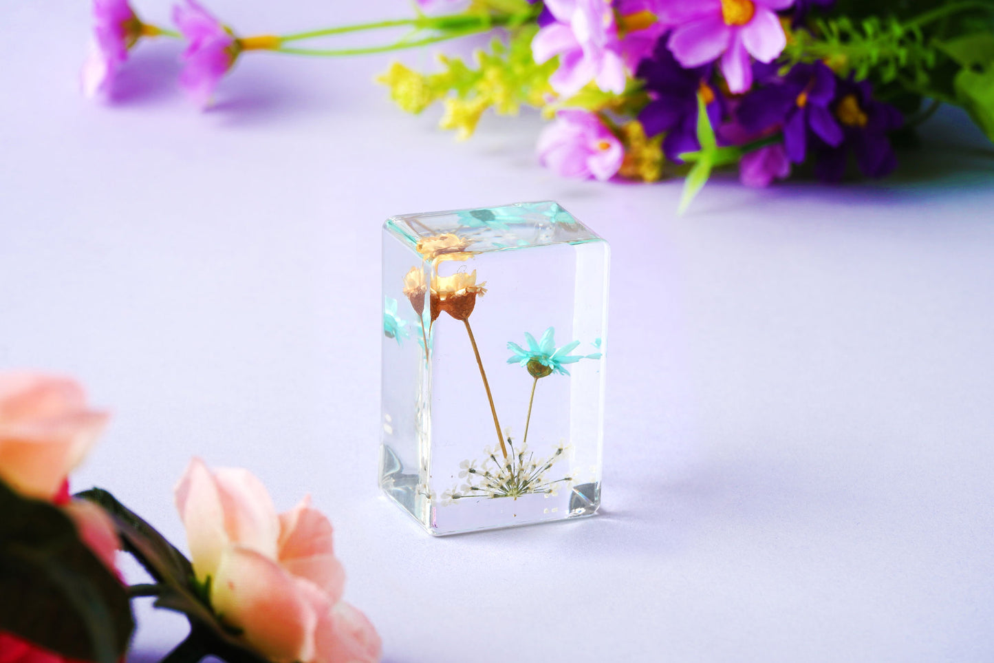 The Flower Market Yellow And Blue Flowers In Resin | Home Decor | Ornament