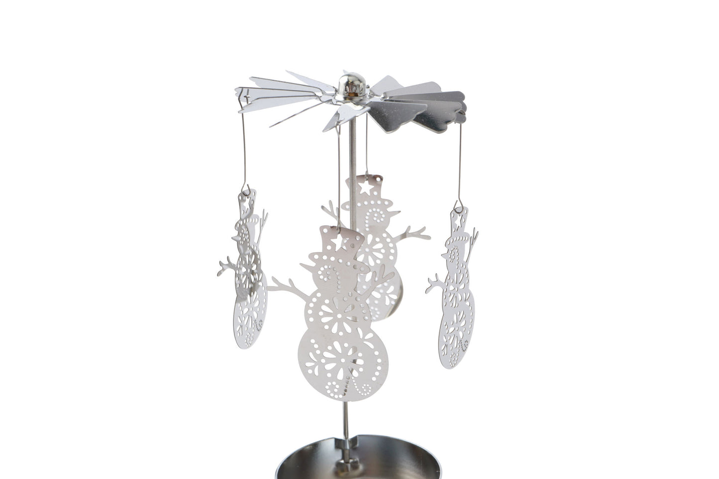 Silver Snowman Tealight Spinner