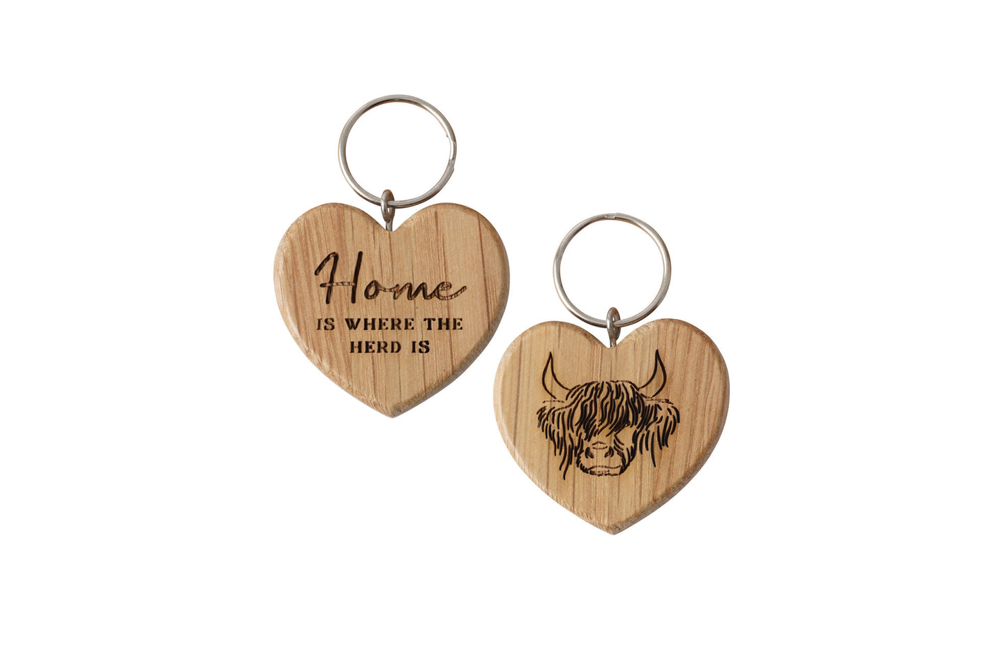 Bramble Farm 'Home Is Where...' Oak Heart Keyring