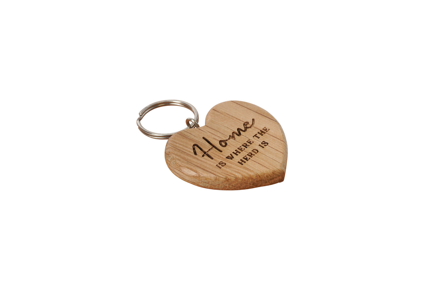 Bramble Farm 'Home Is Where...' Oak Heart Keyring