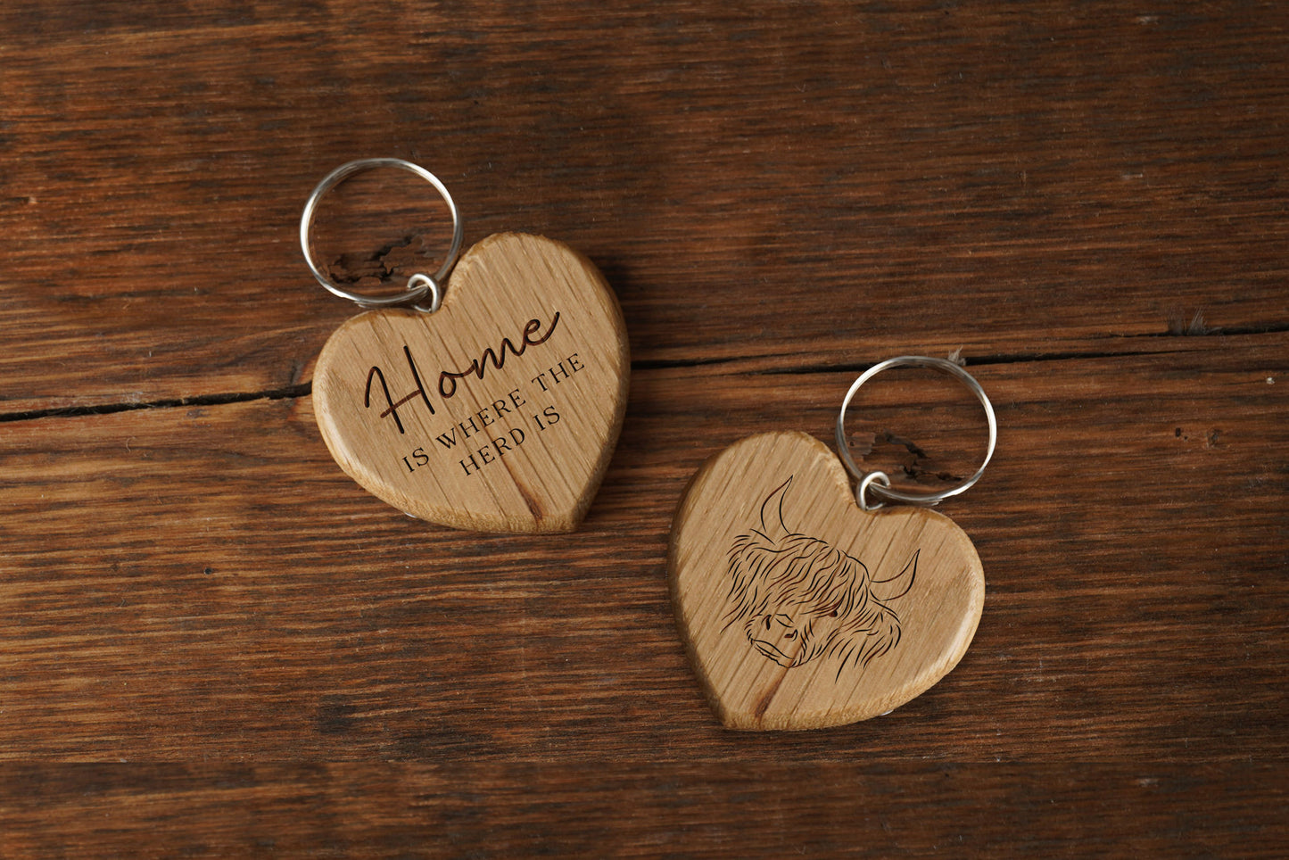 Bramble Farm 'Home Is Where...' Oak Heart Keyring