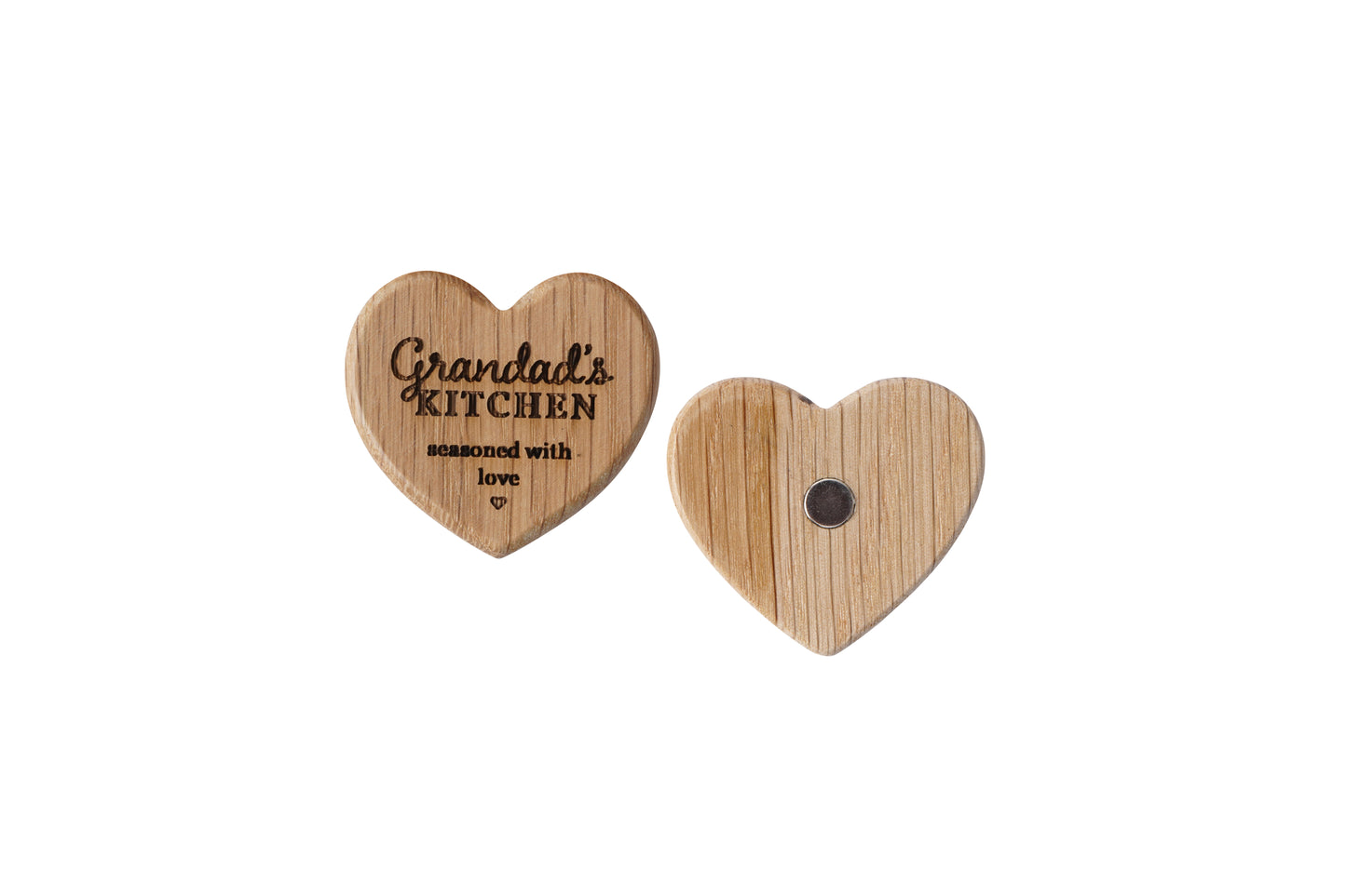 Loft 'Grandad's Kitchen - Seasoned With Love' Oak Heart Magnet | Perfect Gift | Fridge Magnet | Love
