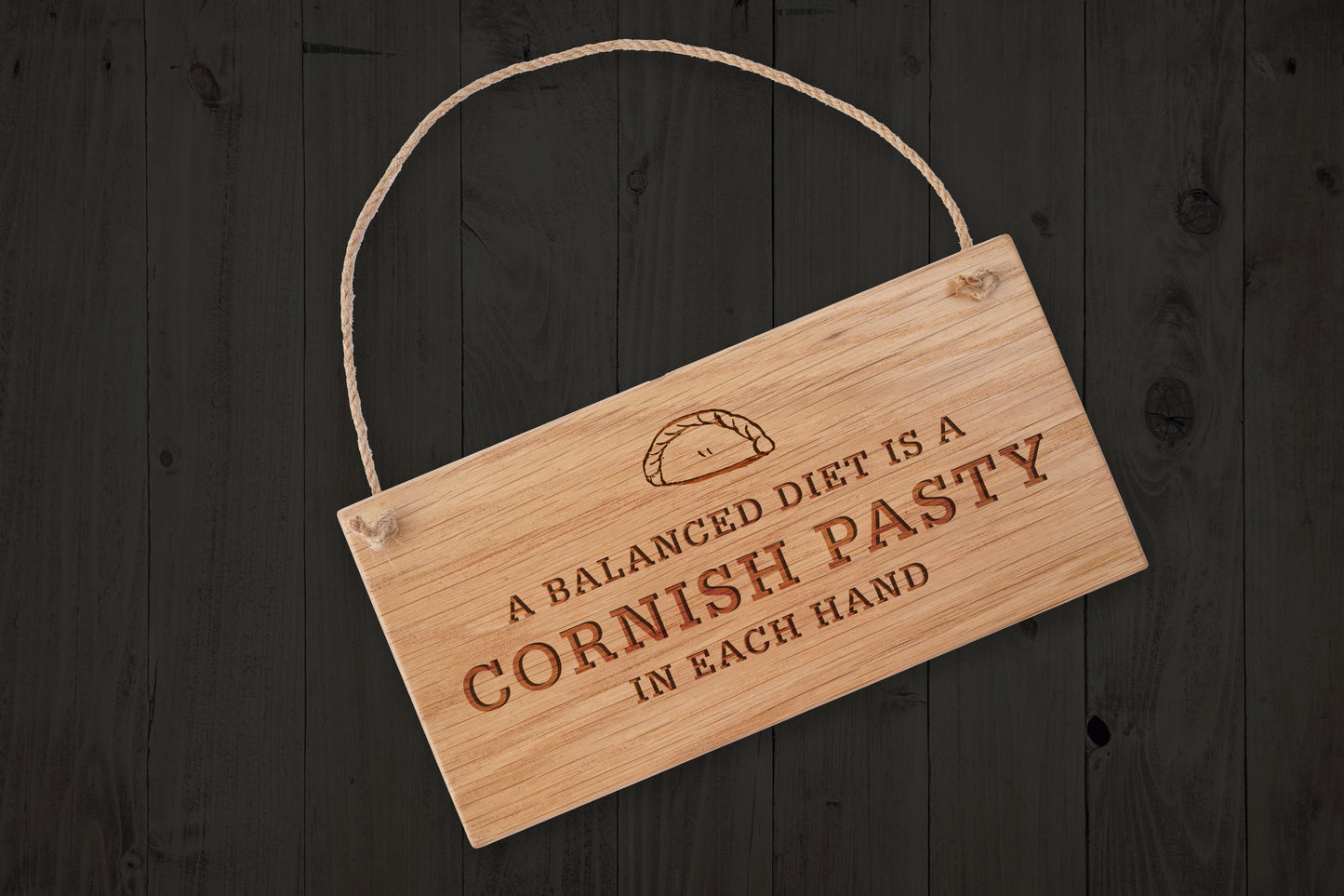 Cornish Gifts 'A Balanced Diet..' Oak Hanging Sign