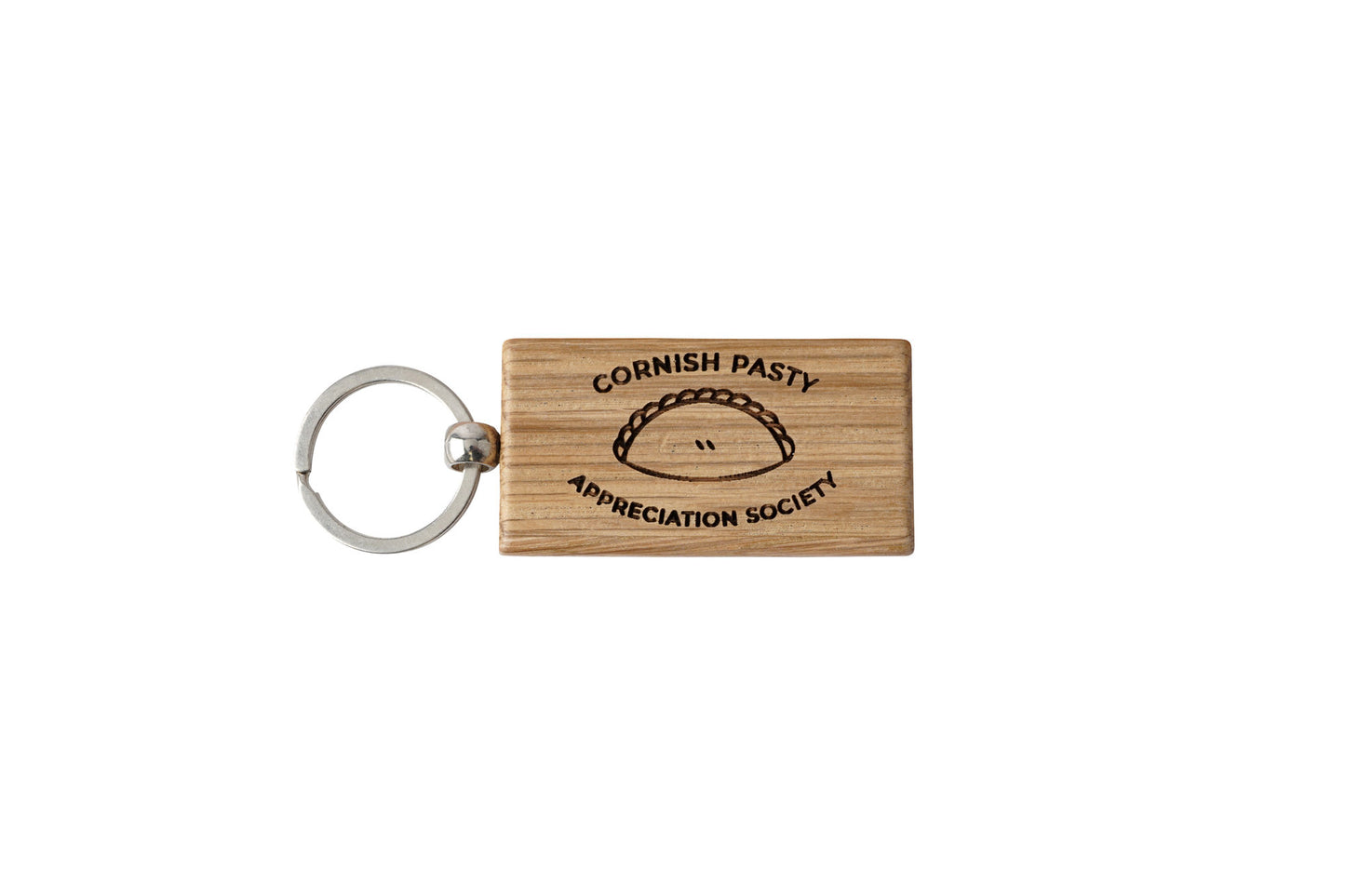 Cornish Gifts 'Pasty App.' Rectangular Oak Keyring